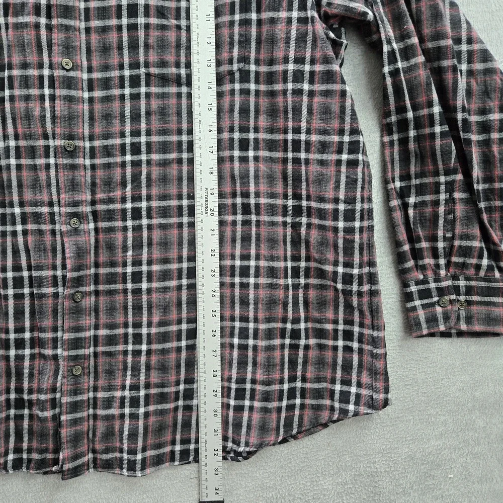 The Foundry Supply Co. Men Button Up Shirt 2XLT Black‎ Plaid Flannel